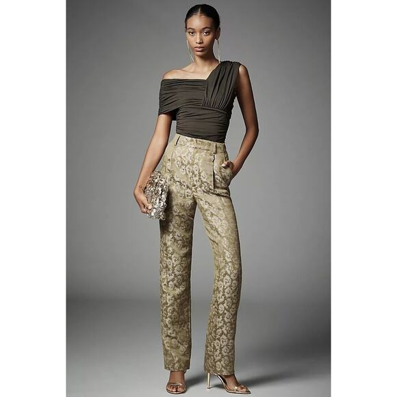 New ANTHROPOLOGIE Scotch & Soda Robyn Relaxed Tapered Pants $168 SIZE 28 Green - Picture 1 of 6